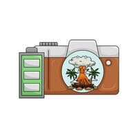 camera photo, picture volcano with battery illustration vector