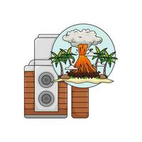 camera photo with  picture volcano illustration vector