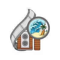 camera photo, cliche with picture beach illustration vector