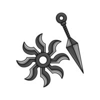 kunai con shuriken ilustración vector