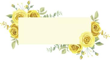 ilustración de floral marco con amarillo y verde Rosa hojas, para Boda estacionario, saludo, fondo de pantalla, moda, fondo, textura, envase vector