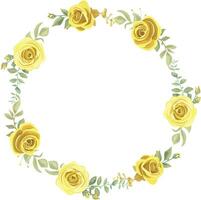 Set of yellow roses. Wreaths. Floral background. Design elements. vector