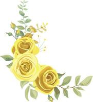 Set of yellow roses. Wreaths. Floral background. Design elements. vector