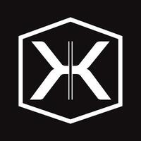 KK initial letters looping linked hexagon monogram logo vector