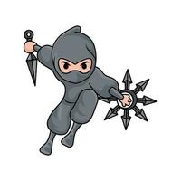 kunai with shuriken in ninja illusration vector