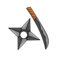 shuriken with samurai illustration vector