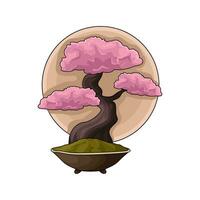 bonsai flower illustration vector