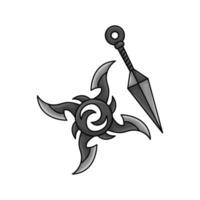 kunai with shuriken illustration vector