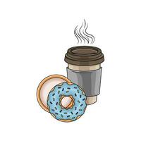 dulce rosquilla con taza café bebida ilustración vector