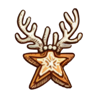AI generated Star shaped cookies with reindeer antlers, transparent background AI generated png
