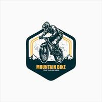 Mountain bike Silhouette logo. bicycle downhill vintage logo illustration vector