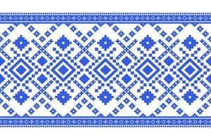 Indigo navy blue geometric traditional ethnic pattern Ikat seamless pattern border abstract design for fabric print cloth dress carpet curtains and sarong Aztec African Indian Indonesian vector