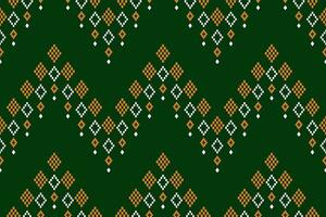 Green Cross stitch colorful geometric traditional ethnic pattern Ikat seamless pattern border abstract design for fabric print cloth dress carpet curtains and sarong Aztec African Indian Indonesian vector