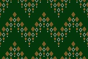 Green Cross stitch colorful geometric traditional ethnic pattern Ikat seamless pattern border abstract design for fabric print cloth dress carpet curtains and sarong Aztec African Indian Indonesian vector