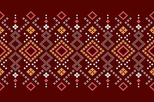 Red traditional ethnic pattern paisley flower Ikat background abstract Aztec African Indonesian Indian seamless pattern for fabric print cloth dress carpet curtains and sarong vector