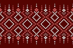 Red traditional ethnic pattern paisley flower Ikat background abstract Aztec African Indonesian Indian seamless pattern for fabric print cloth dress carpet curtains and sarong vector