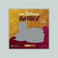 Fast food restaurant business marketing social media post or web banner template design with abstract background. vector