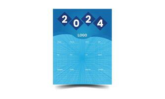 2024 modern vector wall calendar design template.