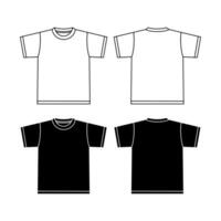 Short sleeve t shirt technical drawing fashion flat sketch vector illustration template front and back views