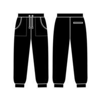 Loose fit joggers. Sweat jogger pants with an elasticated drawstring waist in a relaxed style. Men's casual wear. Vector technical sketch. Mockup template.