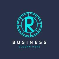 Letter R Tech Logo Design. Initial Round R Logo Universal Elegant Icon vector