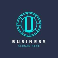 Letter U Tech Logo Design. Initial Round U Logo Universal Elegant Icon vector