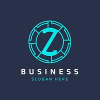 Letter Z Tech Logo Design. Initial Round Z Logo Universal Elegant Icon vector