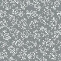 Seamless Christmas White Mistletoe On Gray Background vector