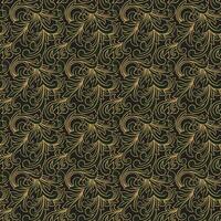 Seamless Damask Wallpaper Pattern On Black Background vector
