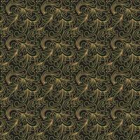 Seamless Damask Wallpaper Pattern On Black Background vector