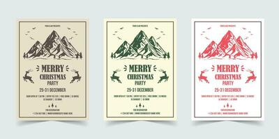 Merry Christmas party Flyer Template Poster Design, holiday covers. Xmas templates with typography and multicolor in modern minimalist style for web, social media and print design vector