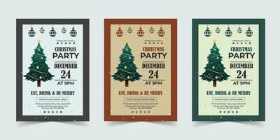 Merry Christmas party Flyer Template Poster Design, holiday covers. Xmas templates with typography and multicolor in modern minimalist style for web, social media and print design vector
