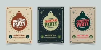 Merry Christmas party Flyer Template Poster Design, holiday covers. Xmas templates with typography and multicolor in modern minimalist style for web, social media and print design vector