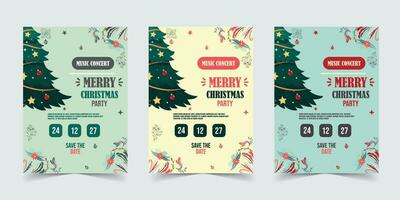 Merry Christmas party Flyer Template Poster Design, holiday covers. Xmas templates with typography and multicolor in modern minimalist style for web, social media and print design vector