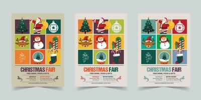 Merry Christmas Sale Flyer Template Poster Design, holiday covers. Xmas templates with typography and multicolor in modern minimalist style for web, social media and print design vector