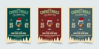 Merry Christmas party Flyer Template Poster Design, holiday covers. Xmas templates with typography and multicolor in modern minimalist style for web, social media and print design vector