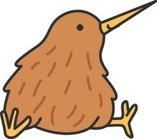 Kiwi bird flat color icon. Isolated vector element.