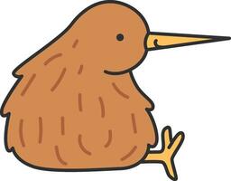 Kiwi bird flat color icon. Isolated vector element.