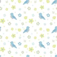 Cute bird with flowers and leaves vector