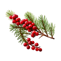 AI generated Pine branch with berries isolated png