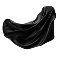 AI generated Beautiful luxury black silk cloth floating flying png