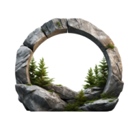 AI generated Natural granite stones landscape circle rim. Mockup png