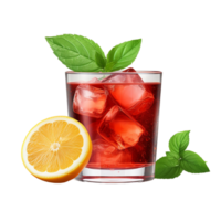 AI generated Negroni Cocktail Drink with half lemon and fresh png