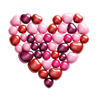 ai gerado multicolorido esfera amor coração. Rosa vermelho vidro png