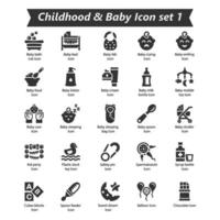 infancia bebé icono conjunto 1 vector