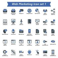 web márketing icono conjunto 1 vector
