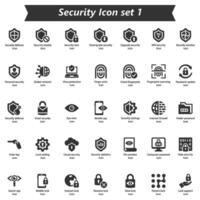 seguridad icono conjunto 1 vector