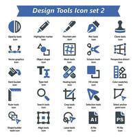 diseño herramientas icono conjunto 2 vector