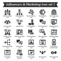 influencers márketing icono conjunto 1 vector