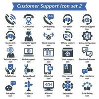 cliente apoyo icono conjunto 2 vector